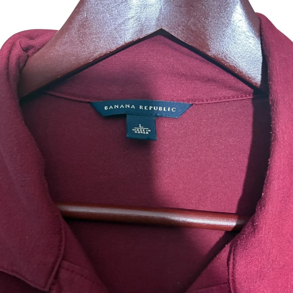 Banana Republic Shirt Mens Large Red Short Sleeve Polo Collard Preppy